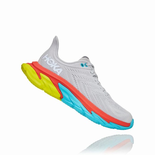 Hoka One One CLIFTON EDGE Road Running Shoes For Men India Grey/Orange/Green/Blue IN-9278